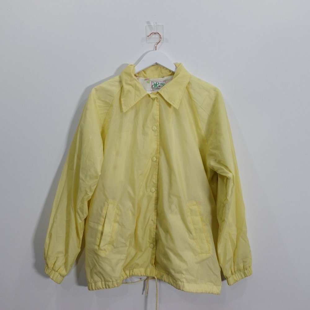 Womens Jacket Size Large Cotton‎ Windbreaker Button Up Yellow HABAND FOR HER